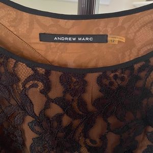 Andrew Marc Black and Tan lace shealth dress